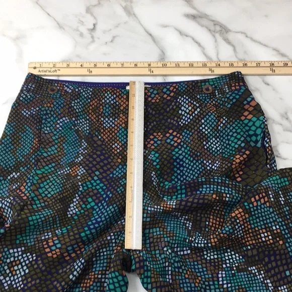 Anthropologie Essential Cullote‎ Cropped Pants Blue Green Womens 8 Snakeskin - Picture 5 of 10